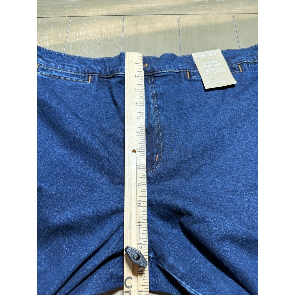 Madewell Emmett Wide-Leg Jeans Womens 33 Blue High Rise Dark Wash Stretch Denim - Picture 6 of 14